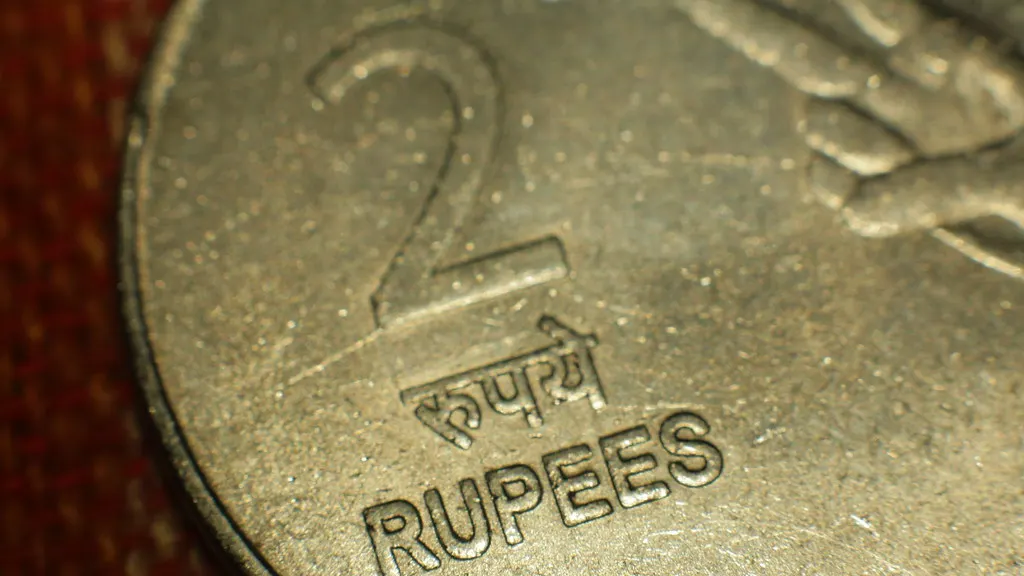 A close-up of an Indian two-rupee coin